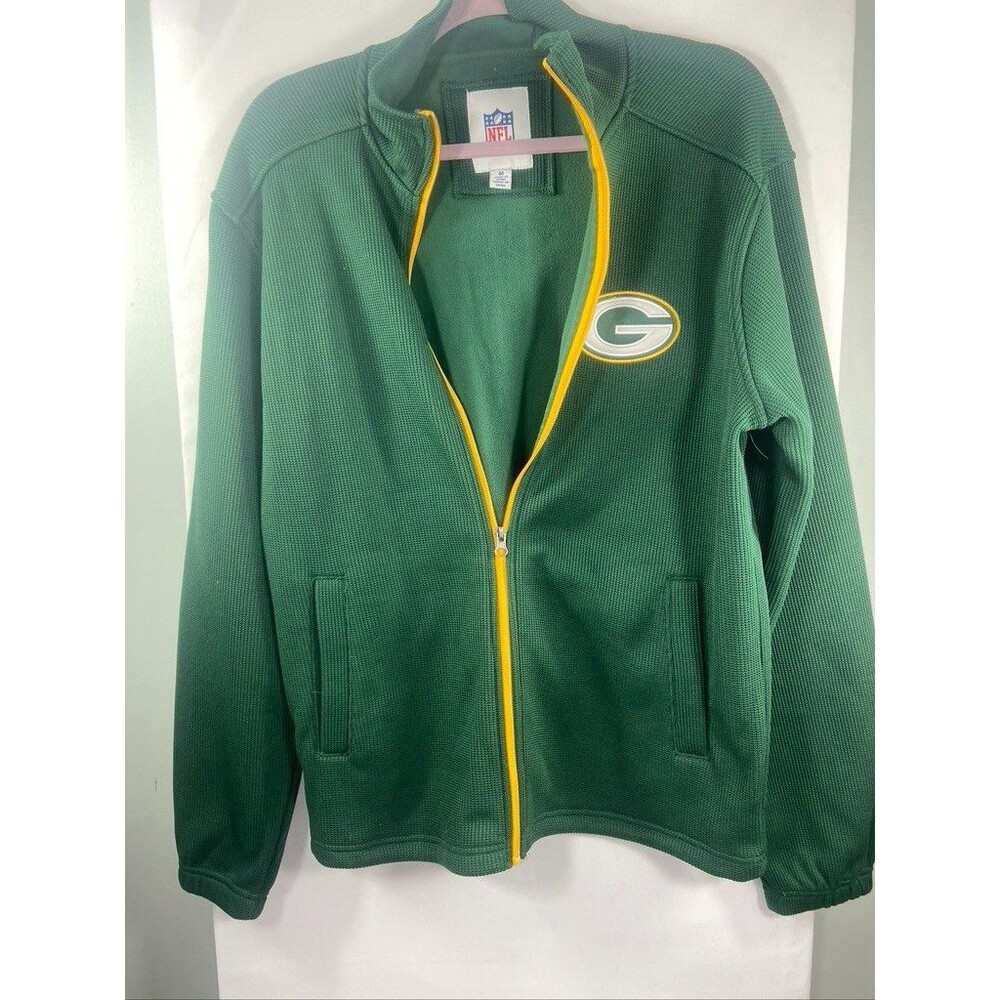 NFL GREENBAY PACKER GREEN KNIT FULL ZIP FLEECE LINED MENS MED JACKET